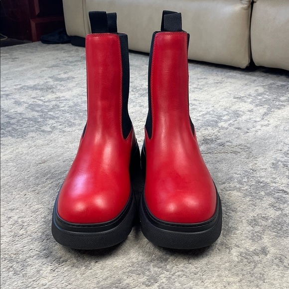 NIB Burberry Leather Creeper Chelsea Boots Red Chunky Sz 42.5 main image 10